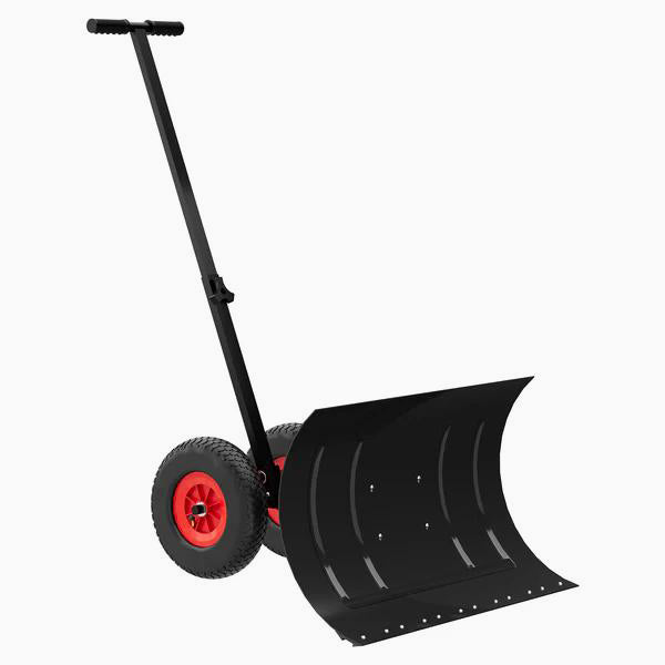 30" Ergonomic Snow Pusher Shovel with Wheels – Adjustable Angle & Height for Driveway Snow Removal