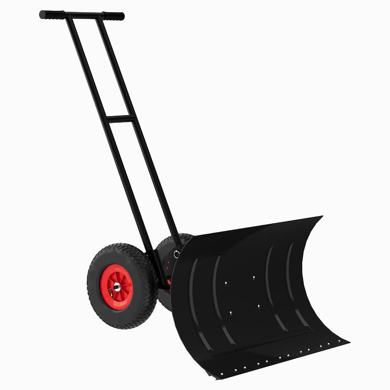 30" Ergonomic Snow Pusher Shovel with Wheels – Adjustable Angle & Height for Driveway Snow Removal