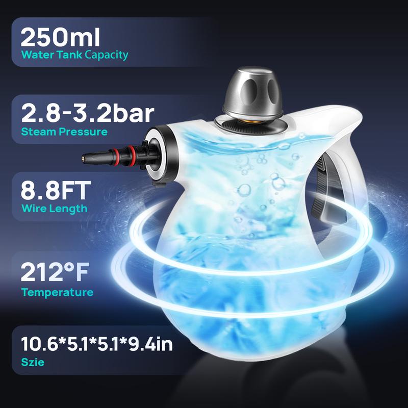 Pressurized Handheld Multi-Surface Natural Steam Cleaner with 12 pcs Accessories Powerful, Chemical-Free, Steamer for Home And Car, Cleaning Washing Machine, Air Conditioner, Kitchen, Summerclean Appliances Tool Household