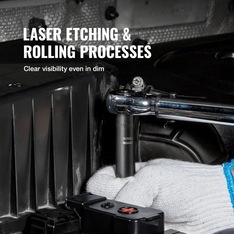 Drive Impact Socket Set – Cr-V Steel, Durable Construction with Easy-Read Sizes & Storage Case