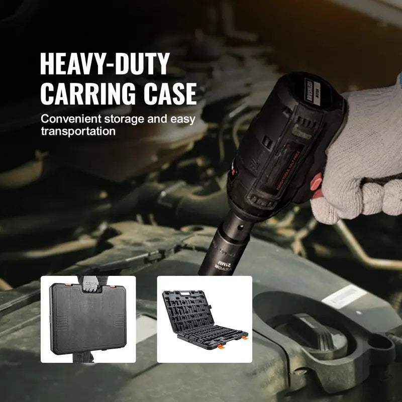 Drive Impact Socket Set – Cr-V Steel, Durable Construction with Easy-Read Sizes & Storage Case